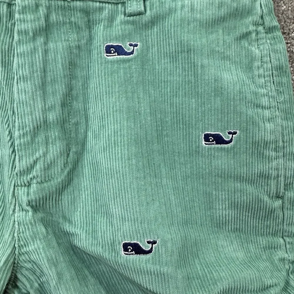 Vineyard Vines Boys‎ 14 Green Corduroy Pants Embroidered Whale Preppy Classic